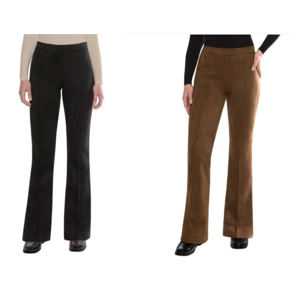 NWT Matty M Womens Bootcut Faux Suede Pull On Pants Multicolor L-2XL $60 11HL285